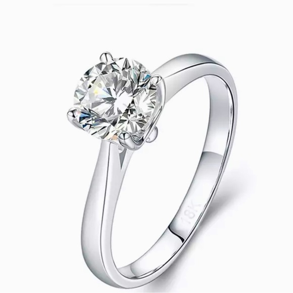 Silver Ring 2ct Round Zircon Ring - Picture 1 of 2